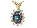 Tommaso Design™ Oval Rainbow Mystic Topaz Pendant Necklace
