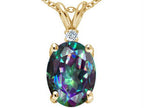 Tommaso Design™ Oval Rainbow Mystic Topaz Pendant Necklace