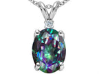 Tommaso Design™ Oval Rainbow Mystic Topaz Pendant Necklace