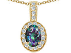 Tommaso Design™ Oval Rainbow Mystic Topaz Pendant Necklace