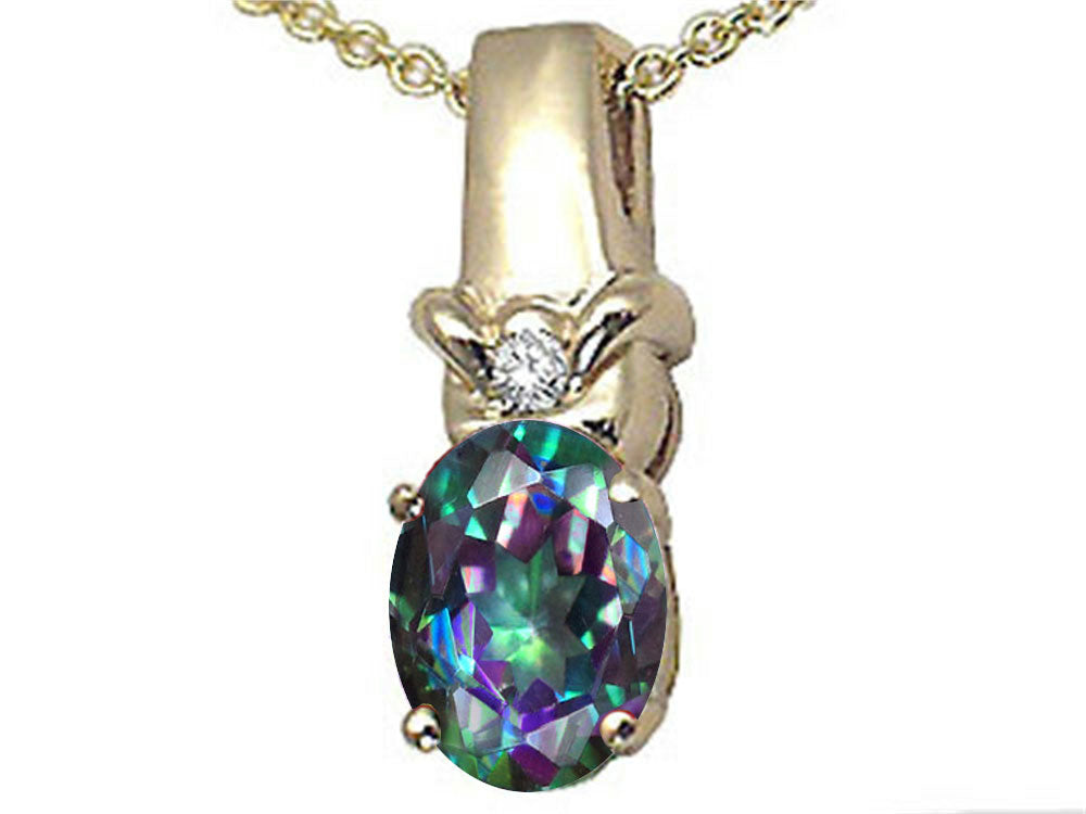 Tommaso Design™ Oval Rainbow Mystic Topaz Pendant Necklace