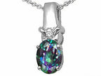 Tommaso Design™ Oval Rainbow Mystic Topaz Pendant Necklace