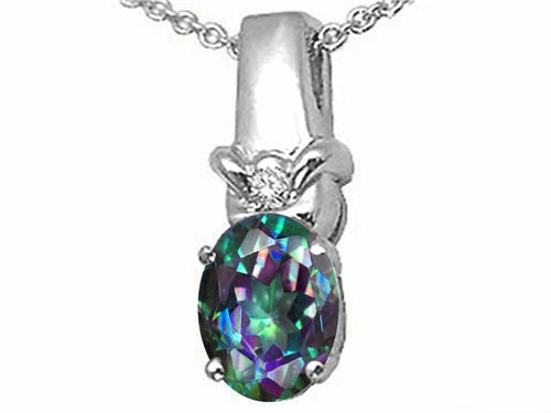 Tommaso Design™ Oval Rainbow Mystic Topaz Pendant Necklace