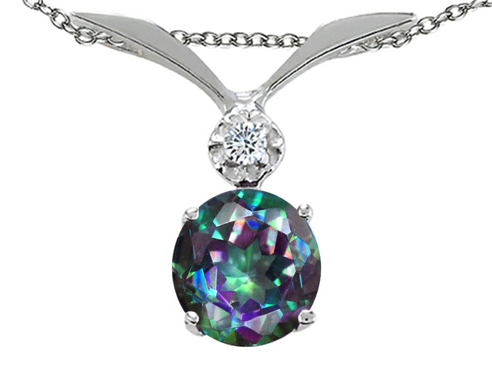 Tommaso Design™ Round 7mm Mystic Rainbow Topaz Pendant Necklace