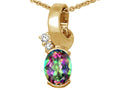 Tommaso Design™ Oval Rainbow Mystic Topaz Pendant Necklace