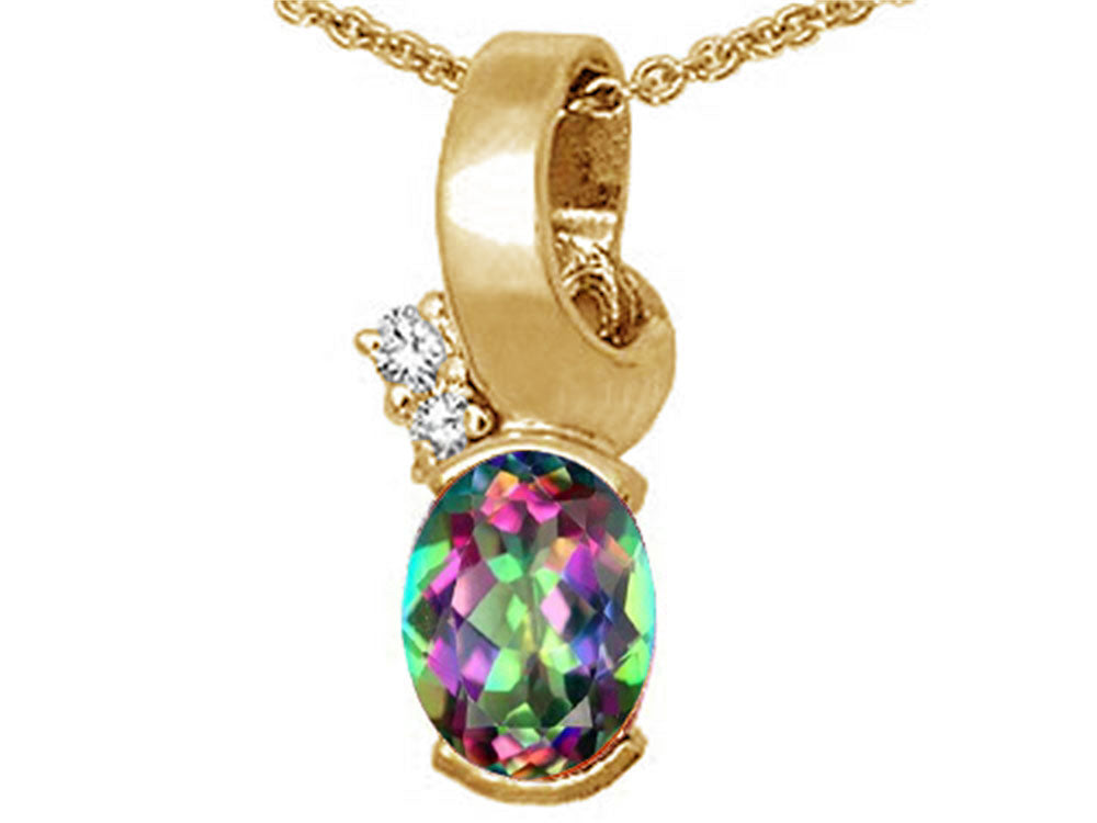 Tommaso Design™ Oval Rainbow Mystic Topaz Pendant Necklace