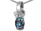 Tommaso Design™ Oval Rainbow Mystic Topaz Pendant Necklace
