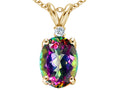 Tommaso Design™ Oval Rainbow Mystic Topaz Pendant Necklace
