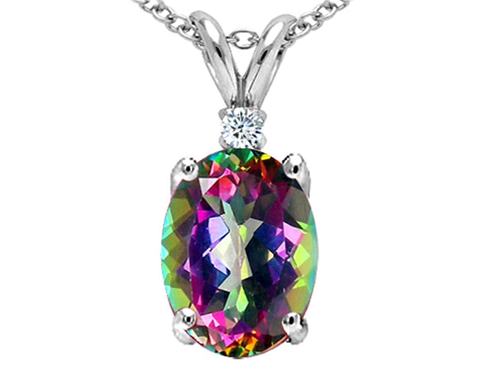 Tommaso Design™ Oval Rainbow Mystic Topaz Pendant Necklace