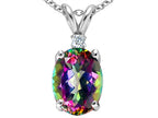 Tommaso Design™ Oval Rainbow Mystic Topaz Pendant Necklace