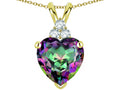 Tommaso Design™ 8mm Heart Shape Rainbow Mystic Topaz Heart Pendant Necklace