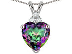 Tommaso Design™ 8mm Heart Shape Rainbow Mystic Topaz Heart Pendant Necklace