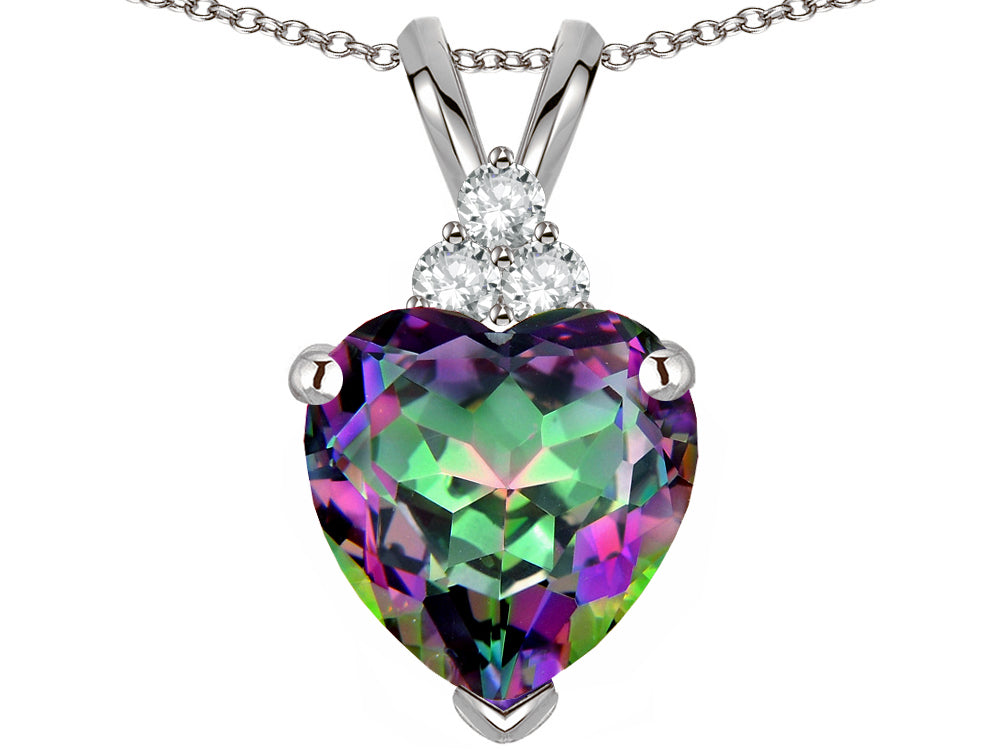 Tommaso Design™ 8mm Heart Shape Rainbow Mystic Topaz Heart Pendant Necklace