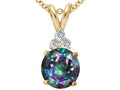 Tommaso Design™ Round 7mm Rainbow Mystic Topaz Pendant Necklace