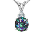 Tommaso Design™ Round 7mm Rainbow Mystic Topaz Pendant Necklace