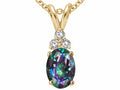 Tommaso Design™ Oval Rainbow Mystic Topaz Pendant Necklace
