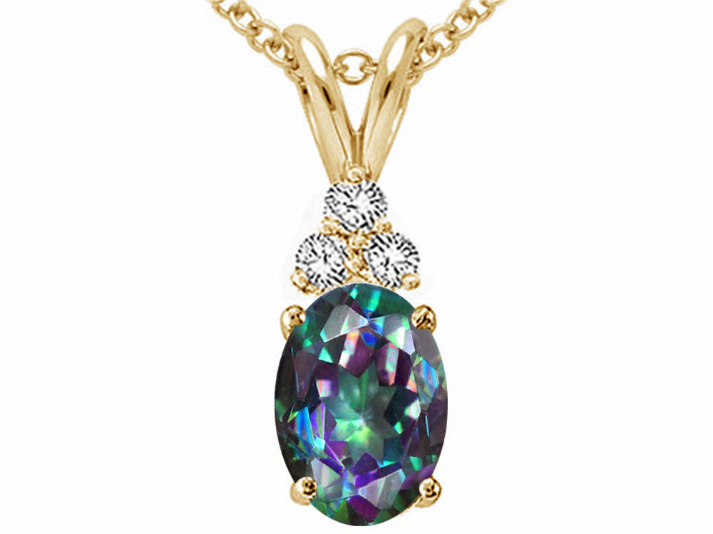 Tommaso Design™ Oval Rainbow Mystic Topaz Pendant Necklace