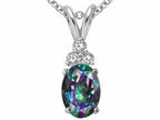 Tommaso Design™ Oval Rainbow Mystic Topaz Pendant Necklace
