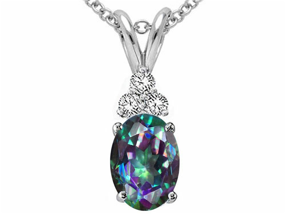 Tommaso Design™ Oval Rainbow Mystic Topaz Pendant Necklace