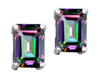 Tommaso Design™ Emerald Cut Rainbow Mystic Topaz Earrings Studs