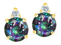 Tommaso Design™ Round 7mm Rainbow Mystic Topaz Earrings Studs