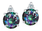 Tommaso Design™ Round 7mm Rainbow Mystic Topaz Earrings Studs