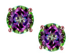 Star K™ Round 6mm Mystic Rainbow Topaz Classic Screw Back Stud Earrings