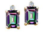 Tommaso Design™ Emerald Cut Rainbow Mystic Topaz Earrings Studs