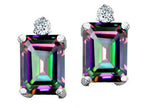 Tommaso Design™ Emerald Cut Rainbow Mystic Topaz Earrings Studs