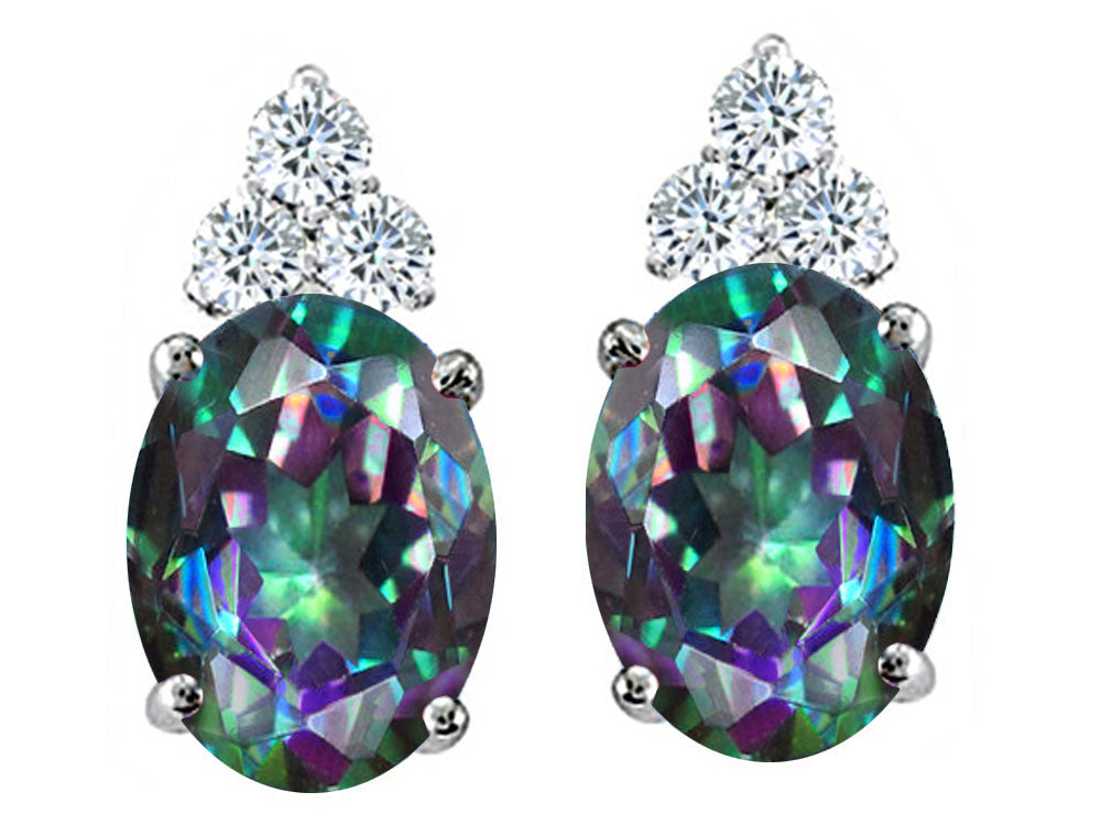 Tommaso Design™ Oval Rainbow Mystic Topaz Earrings Studs