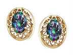 Tommaso Design™ Oval Rainbow Mystic Topaz Earrings Studs