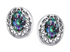 Tommaso Design™ Oval Rainbow Mystic Topaz Earrings Studs