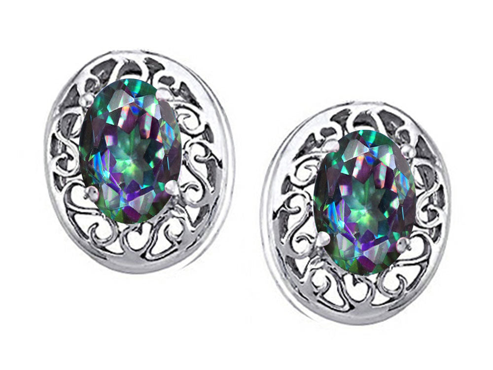 Tommaso Design™ Oval Rainbow Mystic Topaz Earrings Studs