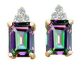 Tommaso Design™ Rainbow Mystic Topaz Emerald Octagon Cut Earrings