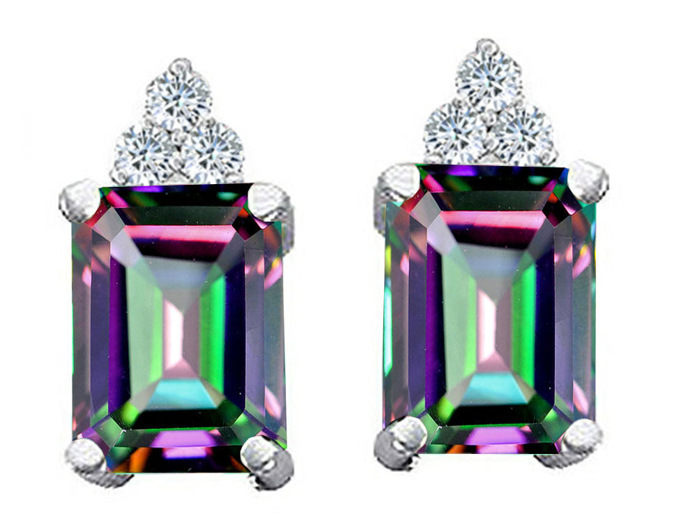Tommaso Design™ Rainbow Mystic Topaz Emerald Octagon Cut Earrings