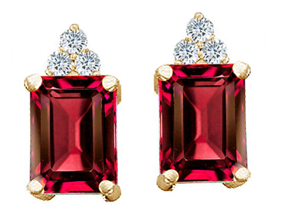 Tommaso Design™ Emerald Cut 8x6mm Created Ruby Earrings