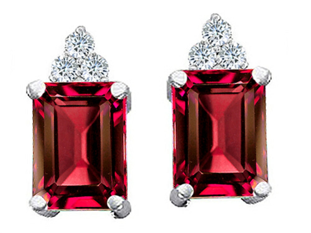 Tommaso Design™ Emerald Cut 8x6mm Created Ruby Earrings
