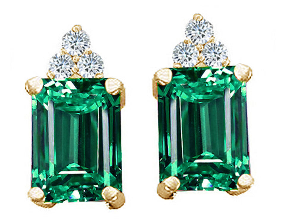 Tommaso Design™ Simulated Emerald Octagon Cut Emerald And Earrings