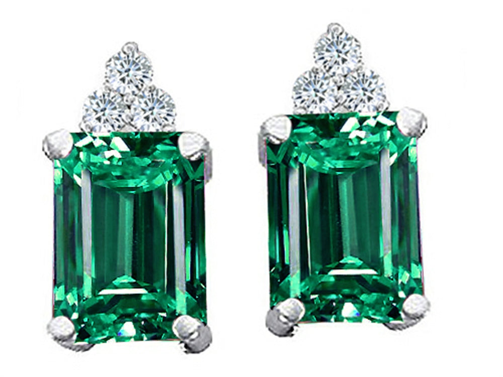 Tommaso Design™ Simulated Emerald Octagon Cut Emerald And Earrings