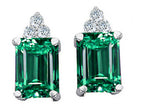 Tommaso Design™ Simulated Emerald Octagon Cut Emerald And Earrings