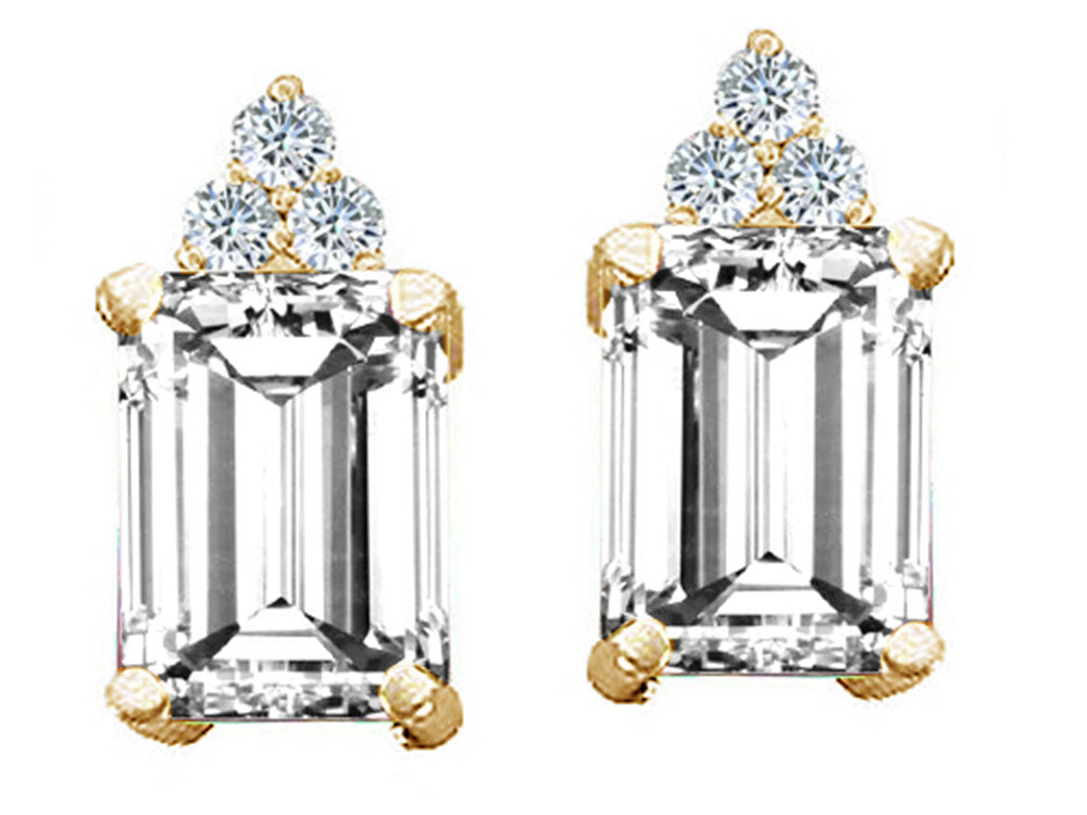 Tommaso Design™ Genuine White Topaz Emerald Octagon Cut Earrings