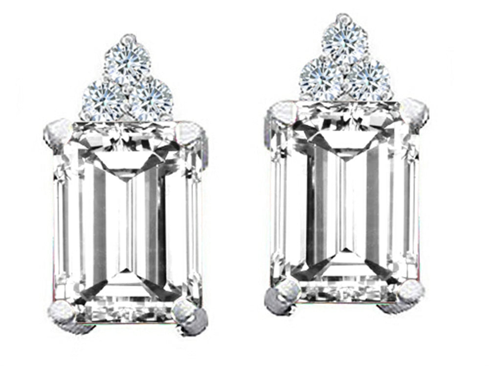 Tommaso Design™ Genuine White Topaz Emerald Octagon Cut Earrings