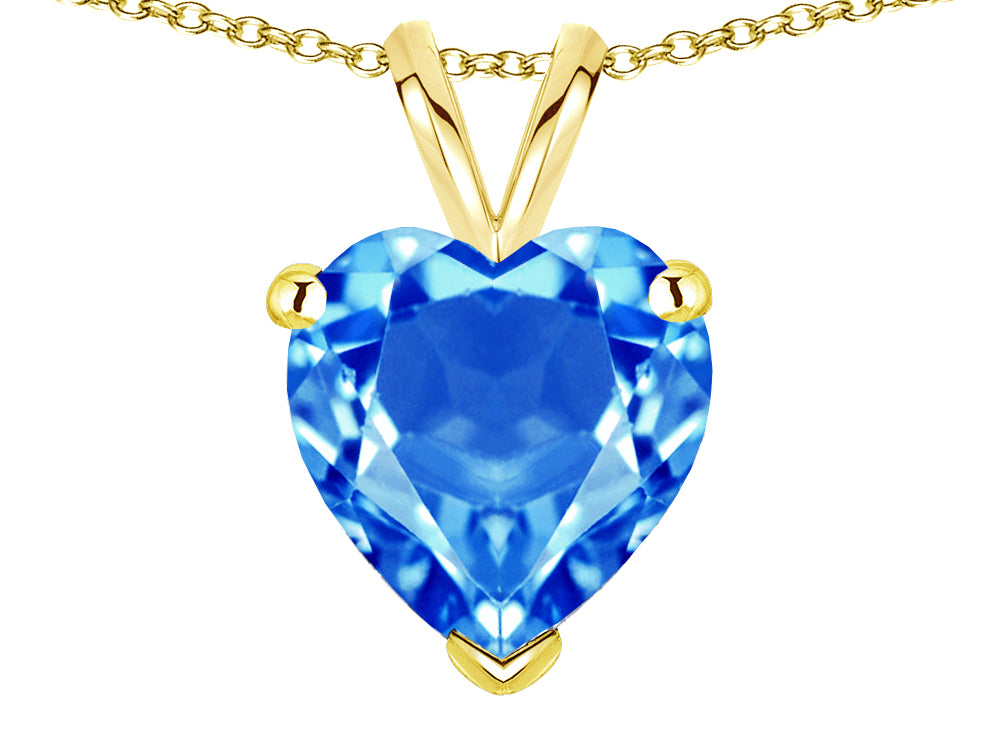 Star K ™ 8mm Heart Genuine Blue Topaz Pendant Necklace