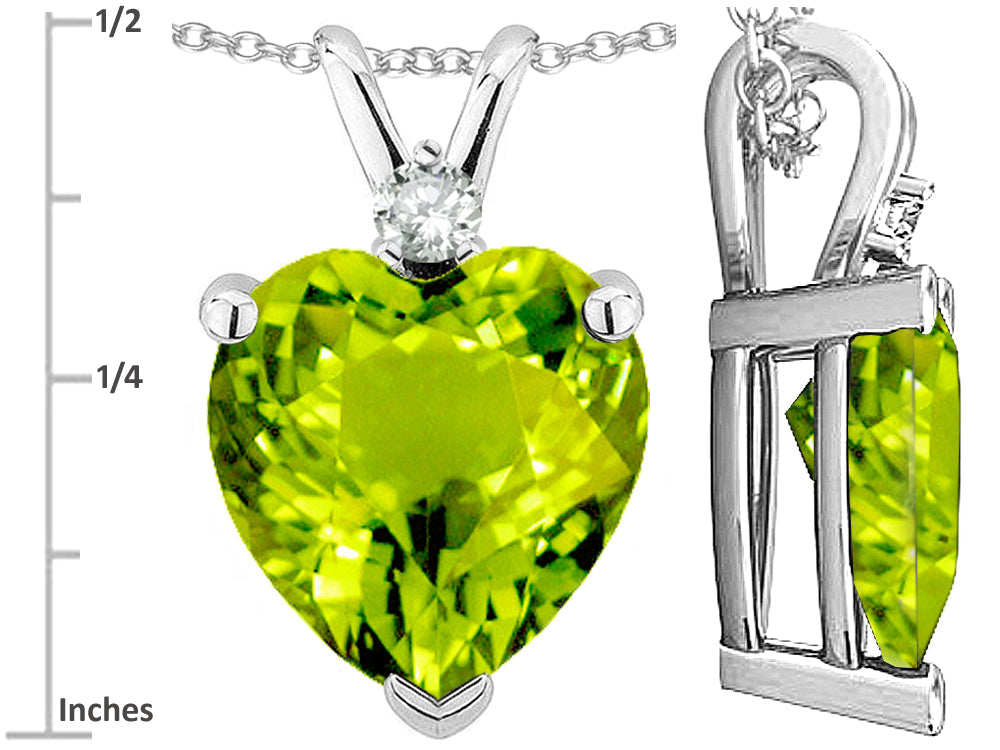 Star K™ Genuine 8mm Peridot Heart Pendant Necklace