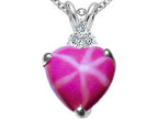 Tommaso Design™ 8mm Heart Shape Created Star Ruby Heart Pendant Necklace