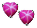 Tommaso Design™ Heart Shape Created Star Ruby Earrings Studs
