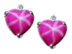 Tommaso Design™ Heart Shape Created Star Ruby Earrings Studs