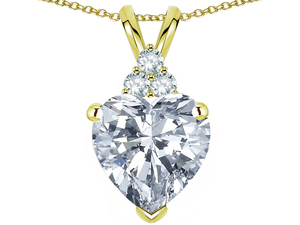 Tommaso Design™ 8mm Heart Shape Genuine White Topaz Heart Pendant Necklace