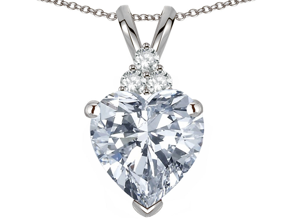 Tommaso Design™ 8mm Heart Shape Genuine White Topaz Heart Pendant Necklace