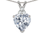 Tommaso Design™ 8mm Heart Shape Genuine White Topaz Heart Pendant Necklace